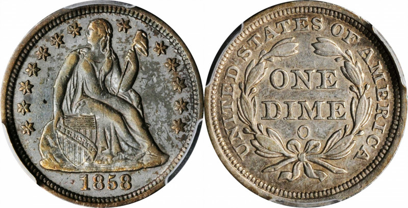 Liberty Seated Dime

1858-O Liberty Seated Dime. Fortin-101, the only known di...