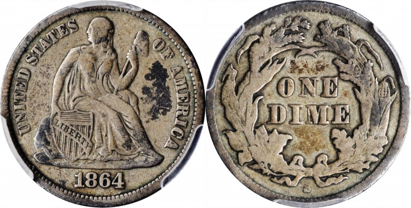 Liberty Seated Dime

1864-S Liberty Seated Dime. Fortin-101, the only known di...