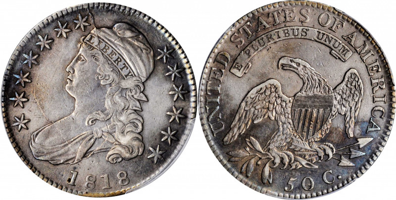 Capped Bust Half Dollar

1818 Capped Bust Half Dollar. O-104a. Rarity-3. EF De...