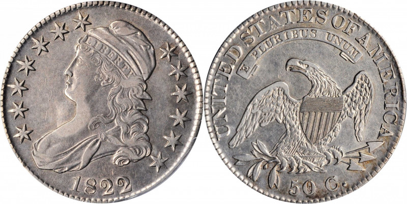 Capped Bust Half Dollar

1822/'1' Capped Bust Half Dollar. O-101. Rarity-1. EF...