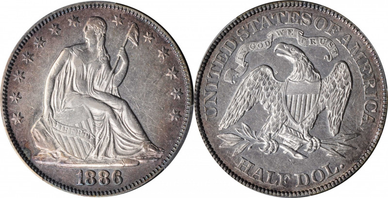 Liberty Seated Half Dollar

1886 Liberty Seated Half Dollar. WB-101. AU-50 (PC...