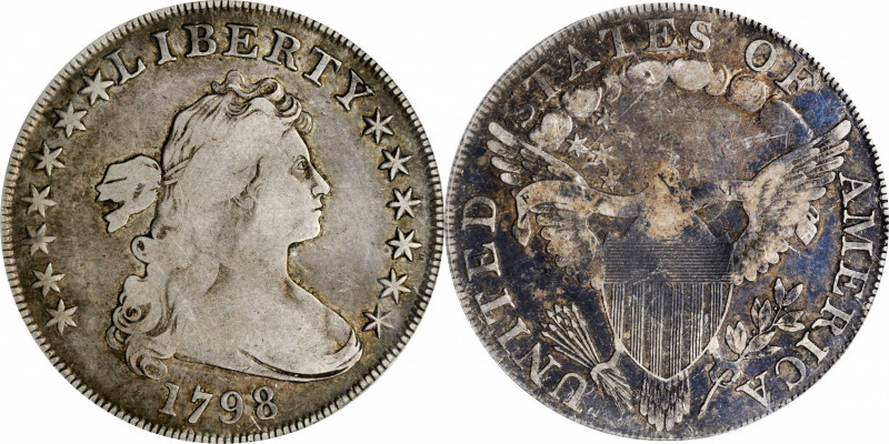 Draped Bust Silver Dollar

1798 Draped Bust Silver Dollar. Heraldic Eagle. BB-...