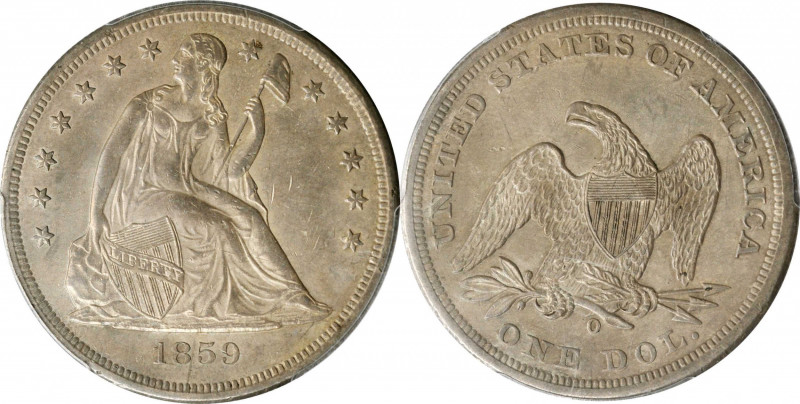 Liberty Seated Silver Dollar

1859-O Liberty Seated Silver Dollar. OC-1. Rarit...