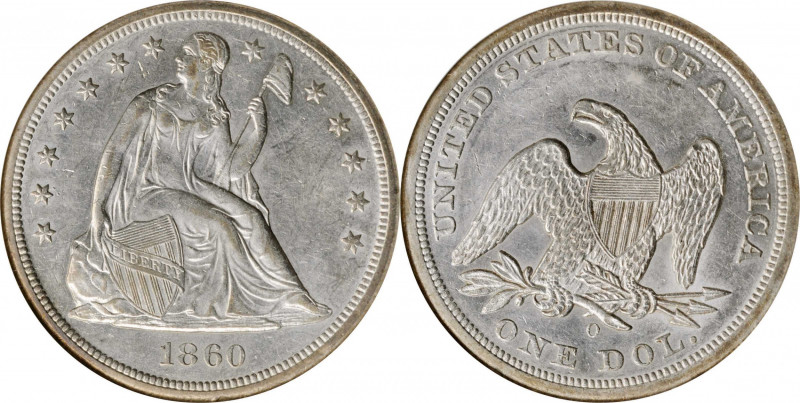 Liberty Seated Silver Dollar

1860-O Liberty Seated Silver Dollar. OC-7. Rarit...