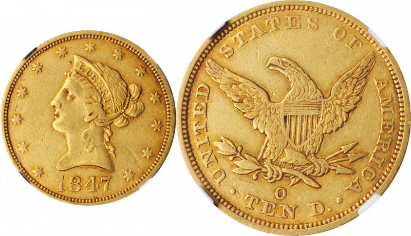 Liberty Head Eagle

1847-O Liberty Head Eagle. Winter-3, VP-001. Repunched Dat...