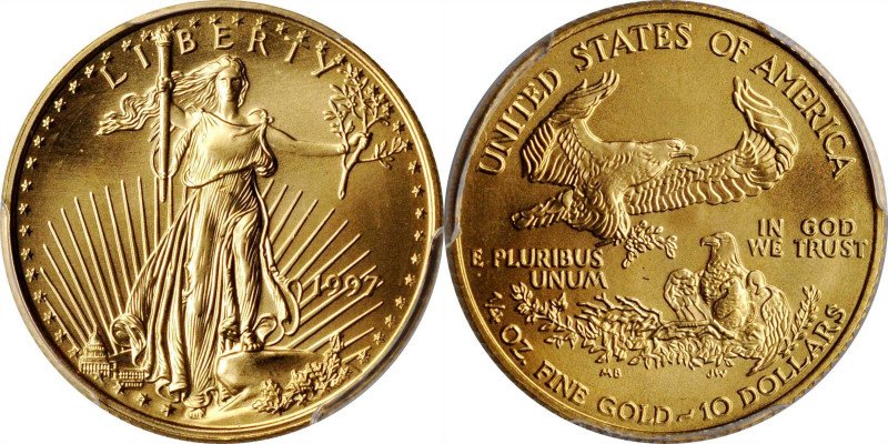 Quarter-Ounce Gold Eagle

1997 Quarter-Ounce Gold Eagle. MS-69 (PCGS).

PCGS...