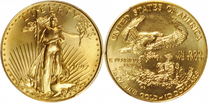 Quarter-Ounce Gold Eagle

1997 Quarter-Ounce Gold Eagle. MS-69 (PCGS).

PCGS...