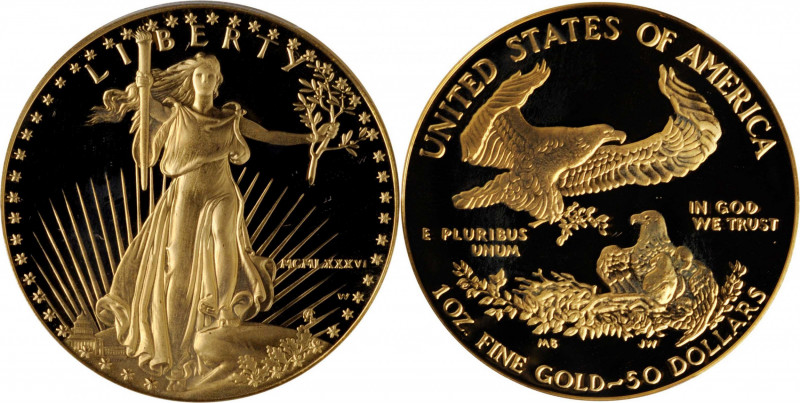 One-Ounce Gold Eagle

1986-W One-Ounce Gold Eagle. Proof-69 Deep Cameo (PCGS)....