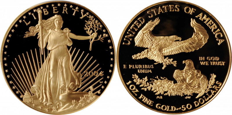 One-Ounce Gold Eagle

2004-W One-Ounce Gold Eagle. Proof-69 Deep Cameo (PCGS)....