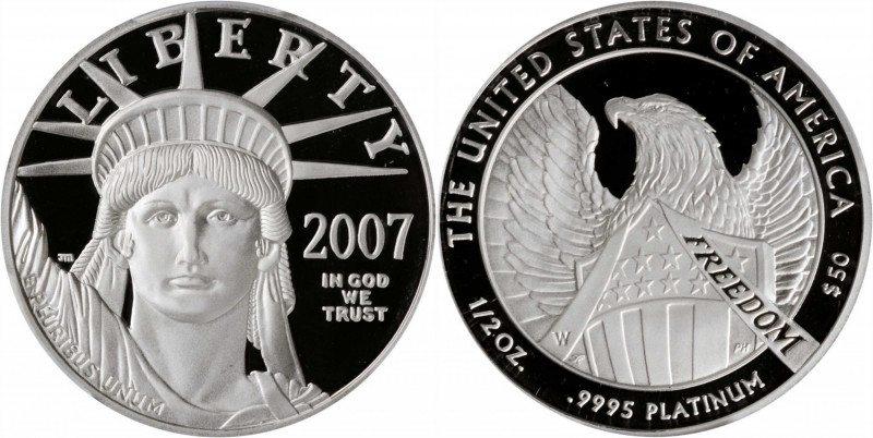 Half-Ounce Platinum Eagle

2007-W Half-Ounce Platinum Eagle. Proof-69 Deep Cam...