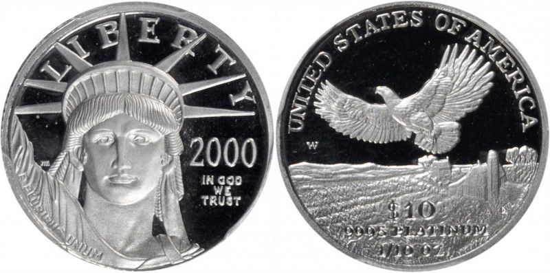 One-Ounce Platinum Eagle

Complete Set of Proof 2000-W Platinum Eagles. (PCGS)...