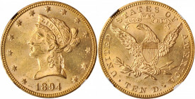 Mint Errors

1894 Liberty Head Eagle--Obverse Struck Thru--MS-62 (NGC).

PCGS# E8729. NGC ID: 2675.

Estimate: 900