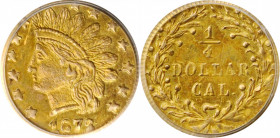 California Small Denomination Gold

1872/1 Round 25 Cents. BG-870. Rarity-3. Indian Head. MS-63 (PCGS).

PCGS# 10731. NGC ID: 2BV3.

From the Ja...