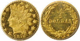 California Small Denomination Gold

1876 Round 25 Cents. BG-880. Rarity-6-. Indian Head. MS-64 PL (PCGS).

PCGS# 766236.

Estimate: 750