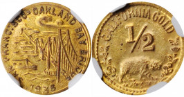 Western Gold Tokens

1936 San Francisco - Oakland Bay Bridge Token. Round 1/2 California Gold. Gilt. MS-62 (NGC).

12 mm. 0.52 grams.

Estimate:...