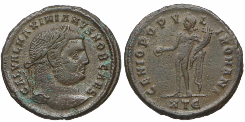 235 a 38 a.C. Galerio Maximiano. Arelate. Follis. Ae. 3,10 g. MBC+. Est.40.