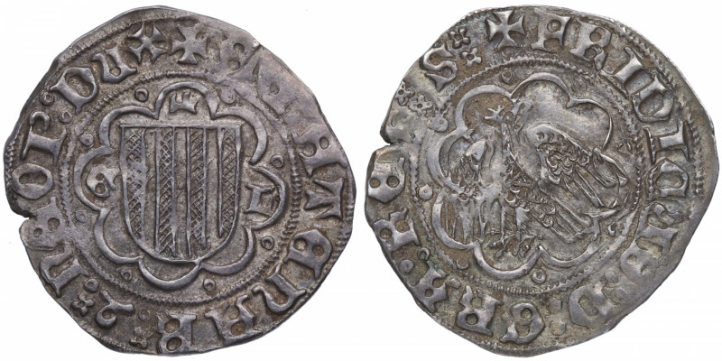 1355. Corona catalano-aragonesa. Federico IV. Sicilia. Pirral. Ve. 3,28 g. Atrac...