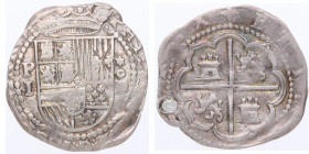 Felipe II (1556-1598). Lima. 1 Real. PI. A&C 215. Ag. Agujero reparado. Bella. (MBC+). Est.150.
