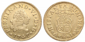 1747. Fernando VI (1746-1759). Madrid. 1/2 Escudo. AJ. A&C 548. Ag. Bella. Brillo original. EBC / EBC+. Est.300.