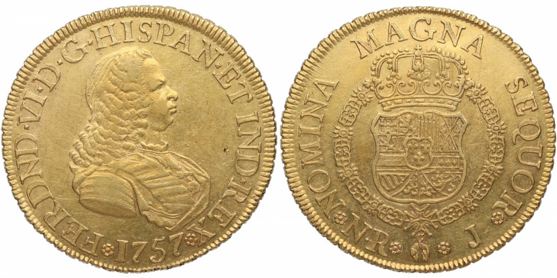 1757. Fernando VI (1746-1759). Nuevo Reino. 8 escudos. J. Au. Bella. EBC+. Est.3...