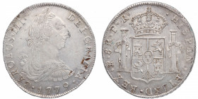 1779. Carlos III (1759-1788). Potosí. 8 Reales. PR. A&C 1176. Ag. Bella. Brillo original. ESCASA. EBC+/SC-. Est.600.
