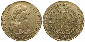 1788/78. Carlos III (1759-1788). Madrid. 2 Escudos. M. A&C 1572. Au. 6,78 g. Muy bella. Brillo original. Escasa así. SC-. Est.600.