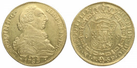 1783. Carlos III (1759-1788). Popayán. 8 Escudos . SF. A&C 2051. Au. EBC+. Est.2200.