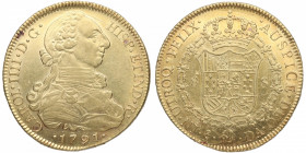 1791. Carlos IV (1788-1808). Santiago. 8 Escudos. DA. A&C 1756. Au. 27,03 g. EBC+. Est.2500.