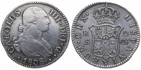 1808. Carlos IV (1788-1808). Sevilla. 2 reales. CN. A&C 728. Ae. MBC-. Est.30.