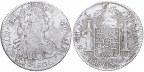 1806. Carlos IV (1788-1808). México. 8 Reales. TH. A&C 984. Ag. 25,76 g. Corrosión marina. MBC. Est.70.