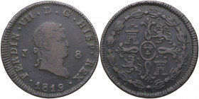 1819. Fernando VII (1808-1833). Jubia. 8 Maravedis. Ae. MBC. Est.30.