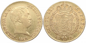 1822. Fernando VII (1808-1833). Madrid. 80 Reales. SR. A&C 1641. Au. Atractiva. EBC. Est.500.
