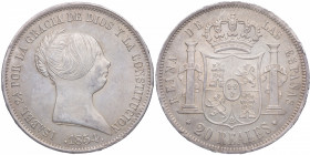 1854. Isabel II (1833-1868). 20 Reales. A&C. Ag. 25,86 g. EBC+. Est.500.