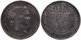 1867. Isabel II . Madrid. 40 Céntimos de Escudo. Abh. Ag. EBC-. Est.80.