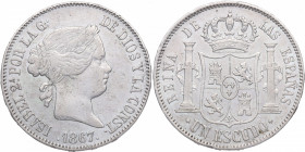1867. Isabel II (1833-1868). 1 Escudo. A&C. Ag. 13,10 g. EBC. Est.200.