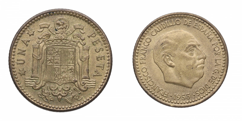 1953*61. Franco (1939-1975). Madrid. 1 Peseta. A&C 60. Cu-Ni. EBC-. Est.40.