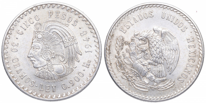 1948. México. 5 Pesos . Ag. SC. Est.25.