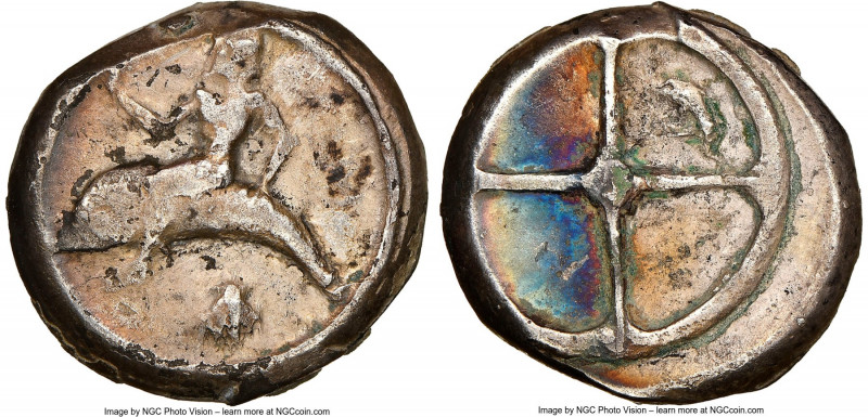 CALABRIA. Tarentum. Ca. 480-450 BC. AR didrachm (18mm, 7.78 gm). NGC Choice Fine...