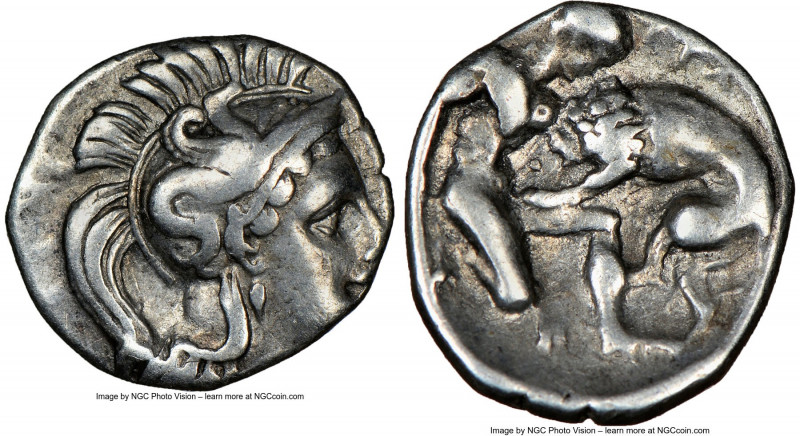 CALABRIA. Tarentum. Ca. 380-280 BC. AR diobol (12mm, 3h). NGC VF. Ca. 325-280 BC...