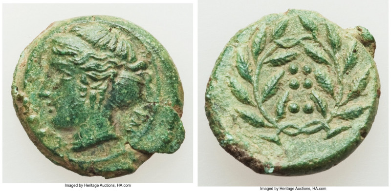 SICILY. Himera. Ca. 430-407 BC. AE hemilitron (18mm, 4.09 gm, 7h). XF, possible ...