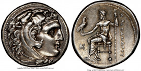 MACEDONIAN KINGDOM. Alexander III the Great (336-323 BC). AR tetradrachm (25mm, 17.15 gm, 12h). NGC AU 5/5 - 2/5, Fine Style, scratches, brushed. Late...
