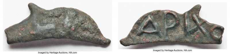 SCYTHIA. Olbia. Ca. 437-410 BC. Cast AE (31mm, 2.56 gm). VF. Dolphin right / API...