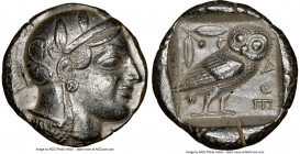 ATTICA. Athens. Ca. 465-455 BC. AR tetradrachm (25mm 17.14 gm, 10h). NGC AU 5/5 - 2/5, Fine Style, test cut. Head of Athena right, wearing crested Att...