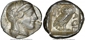 ATTICA. Athens. Ca. 440-404 BC. AR tetradrachm (26mm, 17.19 gm, 1h). NGC Choice AU 5/5 - 5/5. Mid-mass coinage issue. Head of Athena right, wearing cr...