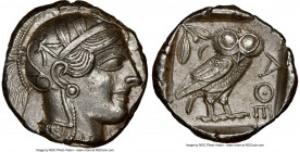 ATTICA. Athens. Ca. 440-404 BC. AR tetradrachm (25mm, 17.19 gm, 10h). NGC Choice AU 5/5 - 4/5. Mid-mass coinage issue. Head of Athena right, wearing c...