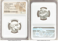 ATTICA. Athens. Ca. 440-404 BC. AR tetradrachm (23mm, 17.17 gm, 7h). NGC Choice AU 5/5 - 3/5. Mid-mass coinage issue. Head of Athena right, wearing cr...