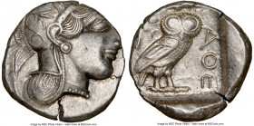 ATTICA. Athens. Ca. 440-404 BC. AR tetradrachm (25mm, 17.19 gm, 1h). NGC Choice AU 2/5 - 4/5. Mid-mass coinage issue. Head of Athena right, wearing cr...