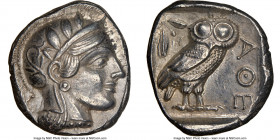 ATTICA. Athens. Ca. 440-404 BC. AR tetradrachm (25mm, 17.17 gm, 1h). NGC AU 5/5 - 4/5. Mid-mass coinage issue. Head of Athena right, wearing crested A...