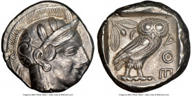 ATTICA. Athens. Ca. 440-404 BC. AR tetradrachm (25mm, 17.15 gm, 5h). NGC Choice XF 4/5 - 5/5. Mid-mass coinage issue. Head of Athena right, wearing cr...