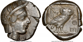 ATTICA. Athens. Ca. 440-404 BC. AR tetradrachm (26mm, 17.19 gm, 1h). NGC Choice XF 4/5 - 4/5. Mid-mass coinage issue. Head of Athena right, wearing cr...